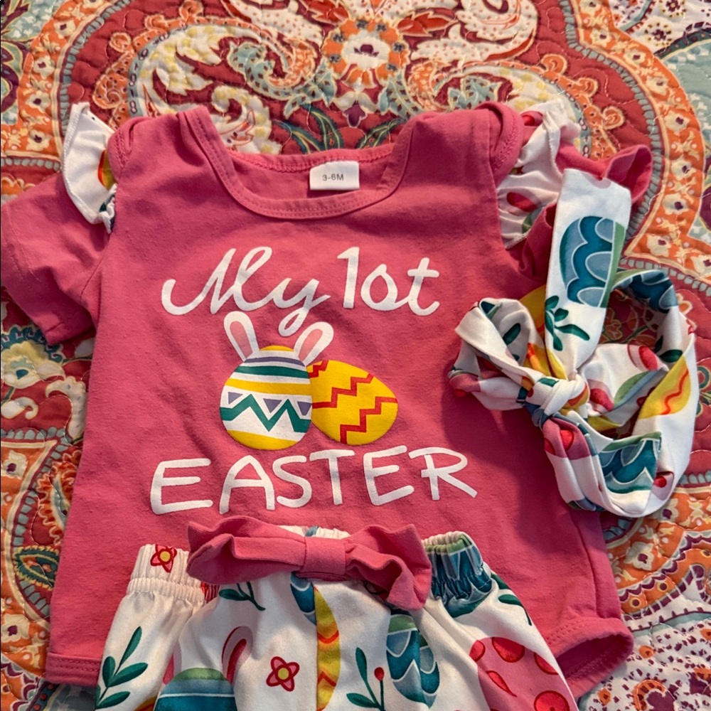 Pink 'My 1st Easter' Outfit with Headband